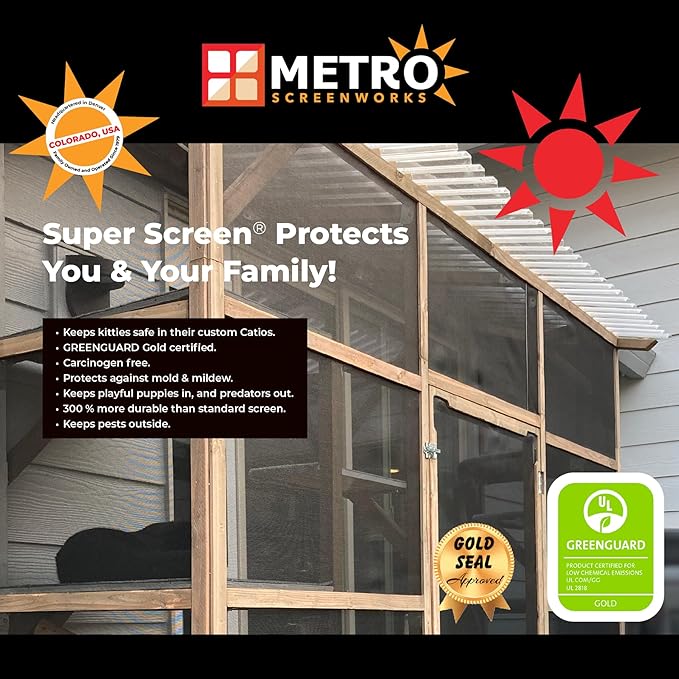 Pet & Weather Resistant Insect Screen - 17/14 Super Screen (108 in x 100 ft) - Mesh Screen for Patio Porch Pool Cage & Lanai - Replacement Screen Roll, Black - Dog & Cat Proof Screens for Windows