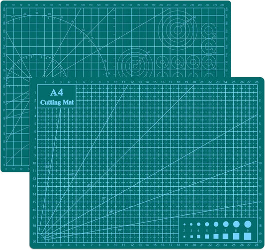 Cutting Mat 9"x12" Self Healing Cutting Mat Size Double Sided 5-Ply Rotary Sewing mat for Crafts Fabric Quilting Hobby Art Clay Precision Scrapbooking Project, A4, Green 2PCS