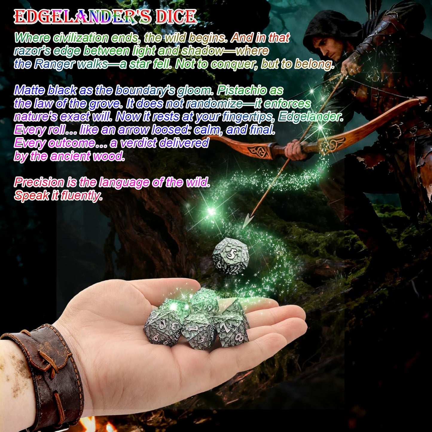 Haxtec Metal DND Dice Set Polyhedral D&D Dice Compatible with Dungeons and Dragons Gift TTRPG Black Green Metal Dice