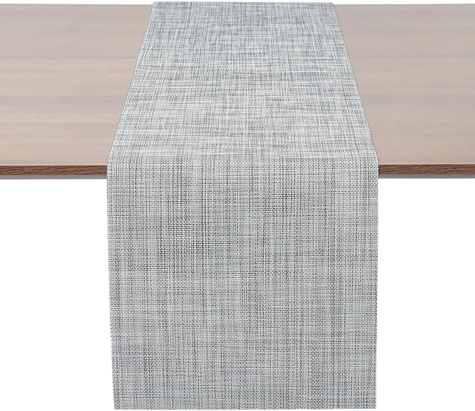Myir JUN Table Runner, Vinyl Table Runner Indoor 72 Inch Long Arbitrarily Cropped Runner for Table Heatproof for Home Party (B-Gray, 12 x 72 inch)