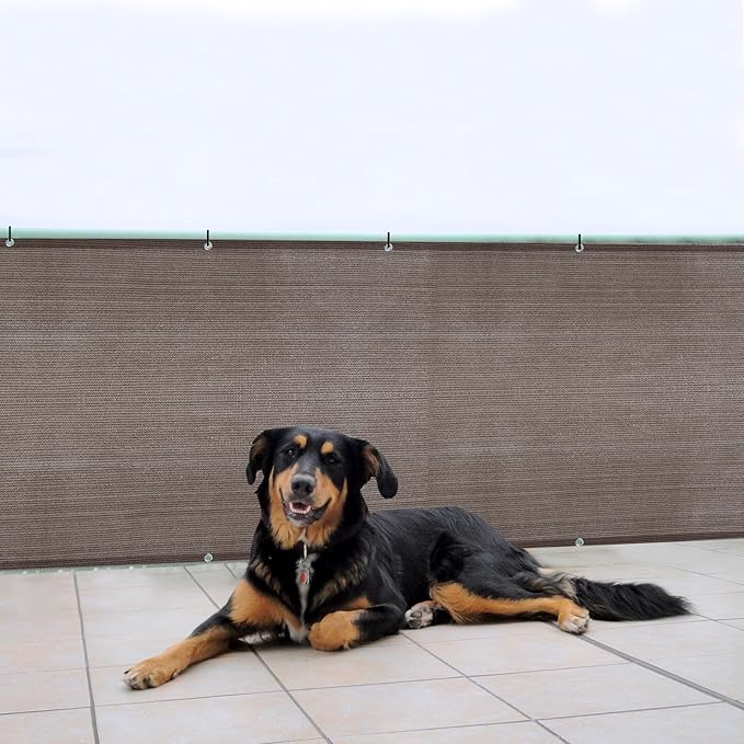 SUNNY GUARD 3'x10' Brown Balcony Deck Privacy Screen Fence, Apartments Railing Screen, Heavy Duty Wind Screen for Outdoor,Backyard,Patio,Deck Privacy（We Make Custom Sizes）