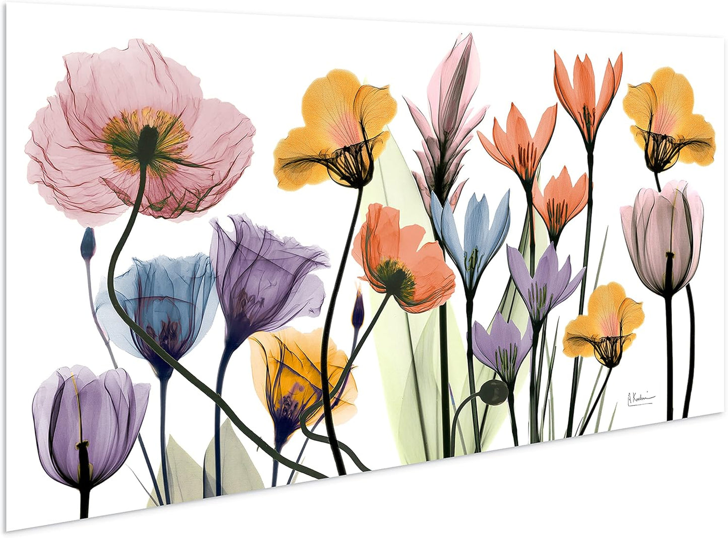 Empire Art Direct Frameless Free Floating Tempered Glass Panel Graphic Wall Art Ready to Hang, 24" x 48", Flowerscape Portrait, Flower Wall Art