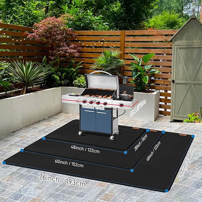 MODIGT 60"×48" Under Grill Mat for Outdoor Grill,Double-Side Fireproof & Heat-Resistant Outdoor Grill Mat,Protective Mat for Patio,Courtyard,Tabletop
