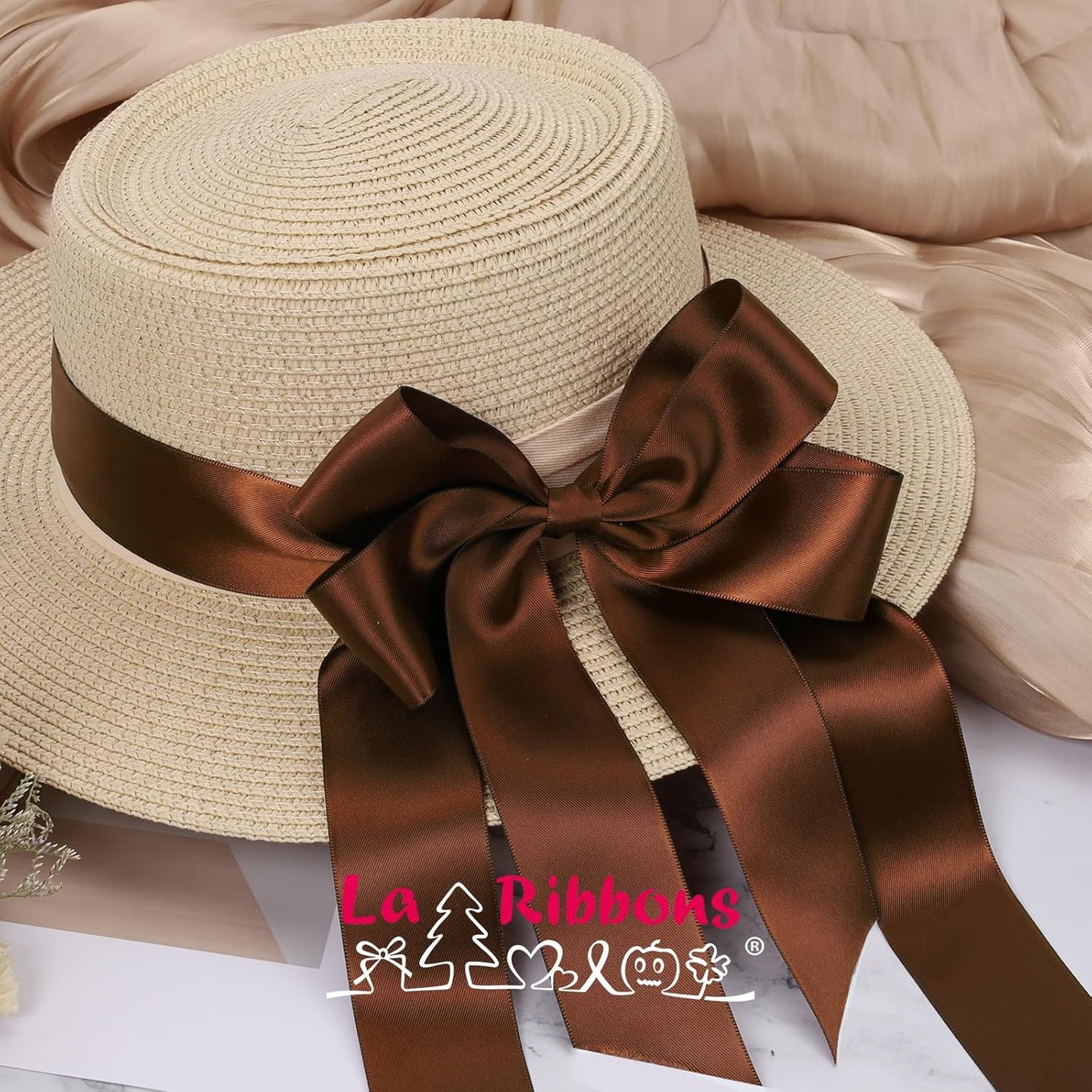 LaRibbons 1 1/2 Inch 50 Yard Double Faced Satin Ribbon,Friar Brown Satin Craft Fabric Ribbon for Gift Wrapping Floral Bouquets Wedding Party Decoration