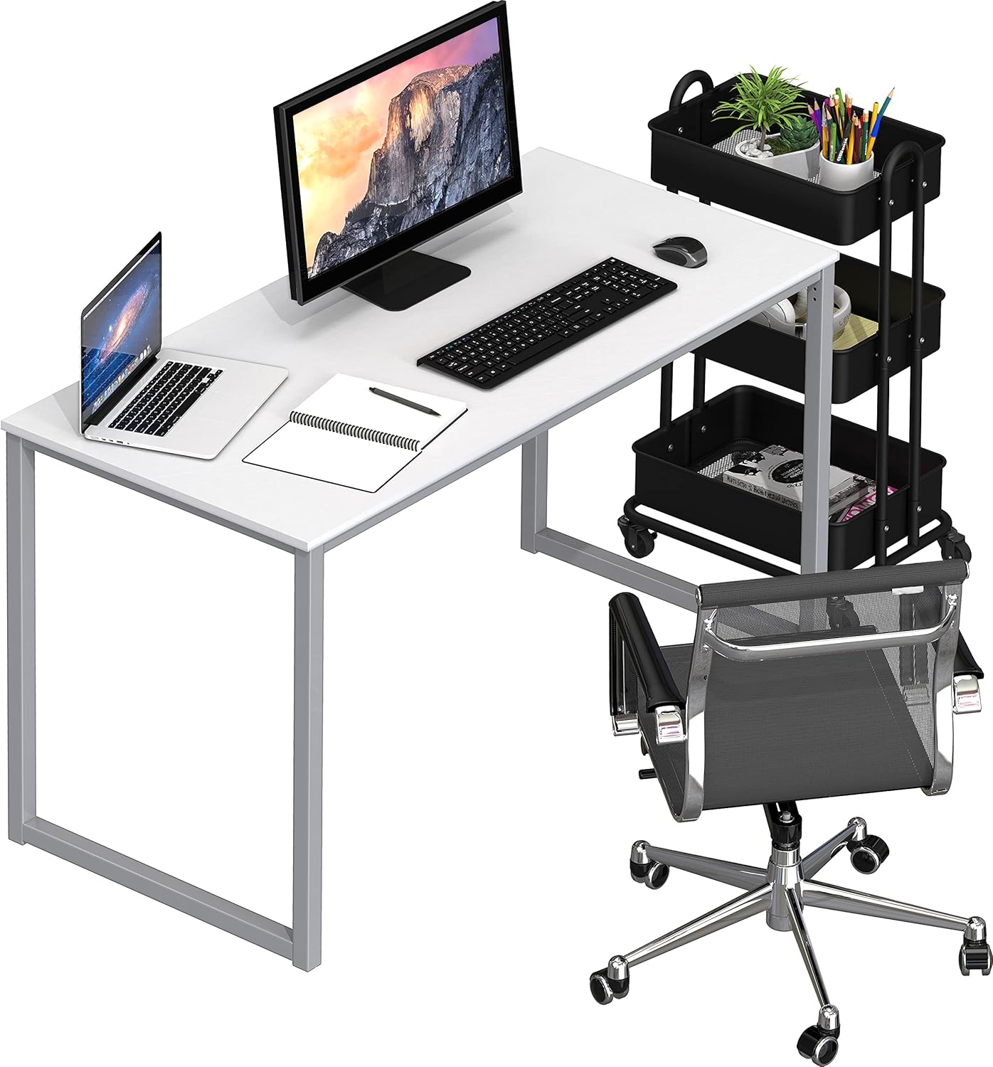 SHW Mission 40-Inch Home Office Computer Desk, White