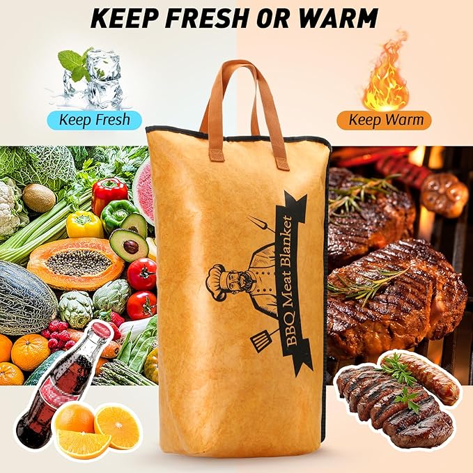 BBQ Blanket for Resting Meat Compatible with Traeger Pellet Smoker-Meat Insulated Bag for Brisket/Pork Shoulder/Steak-Birthday Stocking Stuffers BBQ Accessories for Men Dad(21 inch)