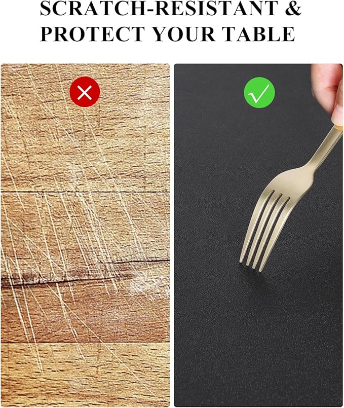 Black Plastic Table Cover Protector, 36" x 60" Waterproof Easy Flat PVC Desk Pad Mat, 1.5mm Thick Rectangle Vinyl Table Top Protector for Dining Room Table, Office, Dresser