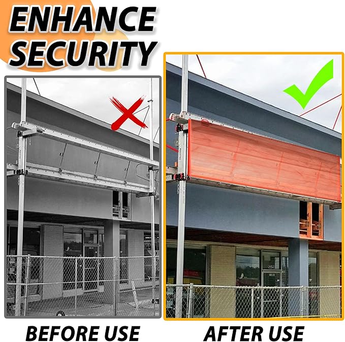 20' L x 40" W Construction Safety Debris Netting with 14 Tapes & Buckles, Orange Fire Retardant Pump Jack Safety Net, Scaffold Safety Netting Rolls Scaffold Net Enclosure