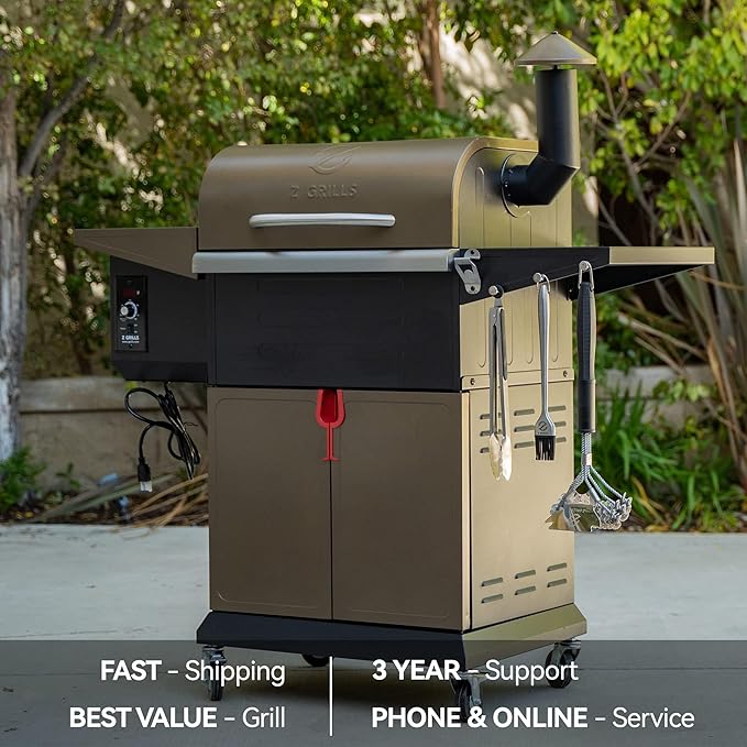 Z GRILLS 8-in-1 Outdoor BBQ Grill with PID 3.0 Controller, Wood Pellet Smoker, Auto Temperature Control, Huge Storage Cabinet Side Shelf with Tool Hooks, 572 sq in Cooking Area for Camping Party