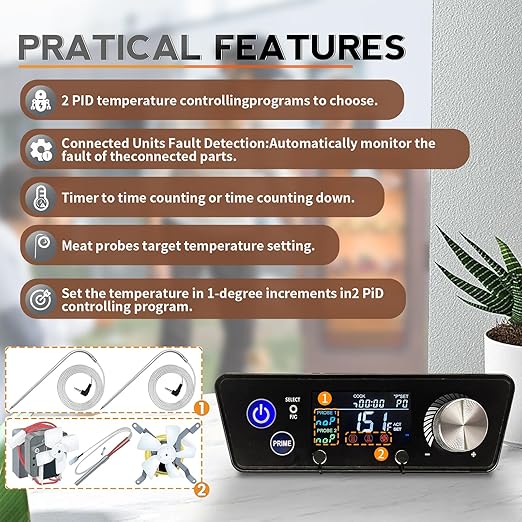 Upgraded Smart WiFi PID Digital Trapezoid Control Board Kit Replacement with APP Control for Pit Boss Vertical Pellet Smokers, Compatible with PBV3P1/PBV4PS1/PBV5P1 Series