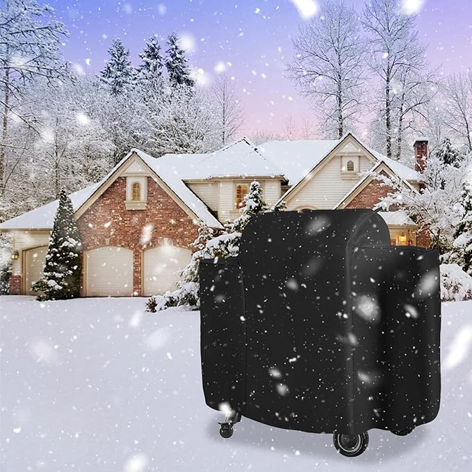 Outdoor 600D Heavy Duty Grill Cover for Traeger Ironwood 650 Series, Full-Length Grill Cover Grill Accessory Waterproof Pellet Cover Compatible with Traeger Ironwood 650 Accessories BAC505,Black