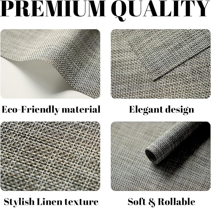 Placemats Set of 12 Vinyl/Plastic Woven Place Mats for Kitchen Table Indoor/Outdoor Washable Placemat Wipeable Dining Table Mats (Brown,12)