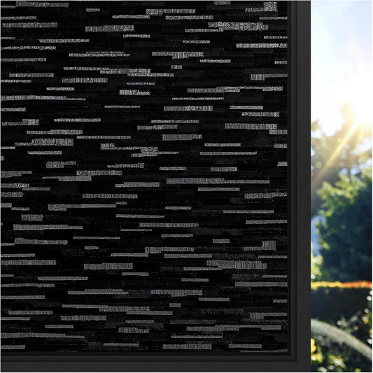rabbitgoo Blackout Window Film, Sun Blocking Privacy Film for Room Darkening, Removable Black Out Vinyl Cover Tint for Home Day Sleep, Anti-UV Frosted Glass Clings, Black, 29.5 x 78.7 Inches