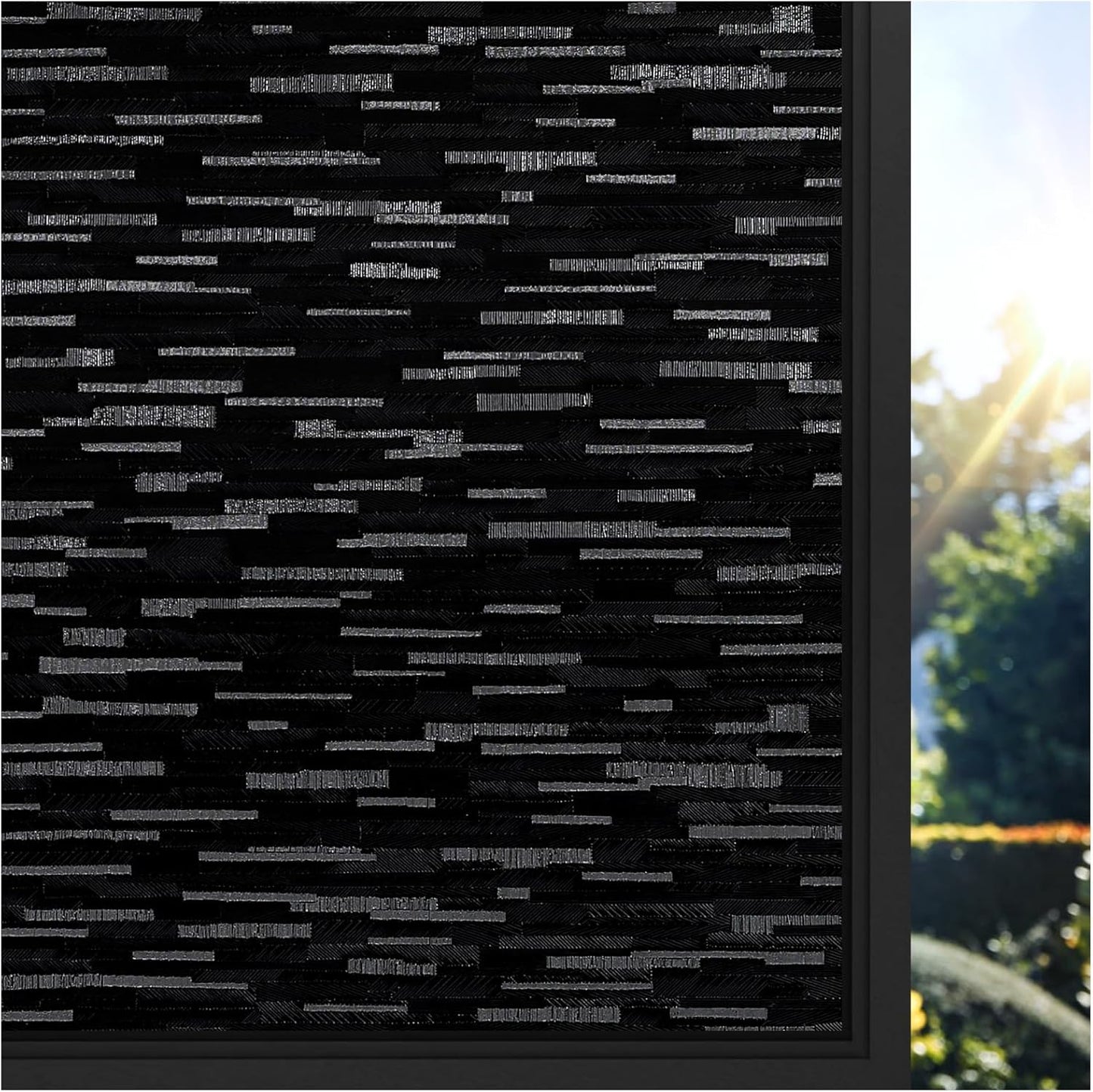 rabbitgoo Blackout Window Film, Sun Blocking Privacy Film for Room Darkening, Removable Black Out Vinyl Cover Tint for Home Day Sleep, Anti-UV Frosted Glass Clings, Black, 23.6 x 157.4 Inches