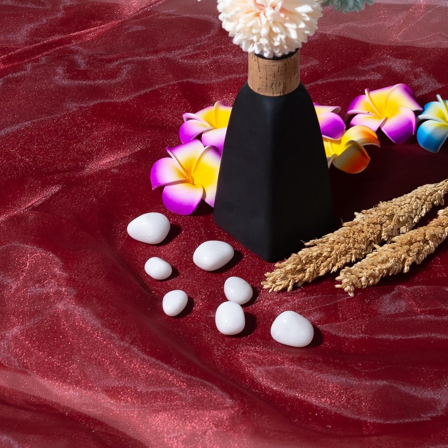 FYNITE Sheer Organza Fabric | 2 Yards Long | 44'' Wide | Bridal Solid Sheer Organza Bolt for Wedding Dress Fashion Craft Decorations Silky Shiny Sheer Organza (Burgundy, 2 Yard)