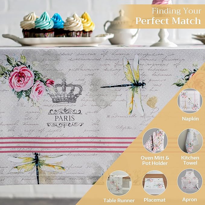 Maison d' Hermine Table Cloth Rectangle Table 100% Cotton 54 x 72 Inches Tablecloth Reusable Decorative for Dining Room, Farmhouse, Home, Party, Festive & Wedding Spring Summer - Champ De Mars