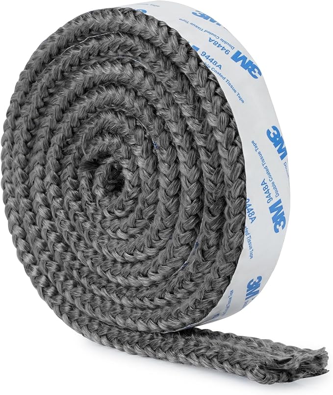 Stanbroil Stove Gasket Tape, 1" Width, 3/8" Thick, 72" Length Self Adhesive Flat Gasket for Stoves and Fireplaces, High Temperature Fiberglass Gasket Tape