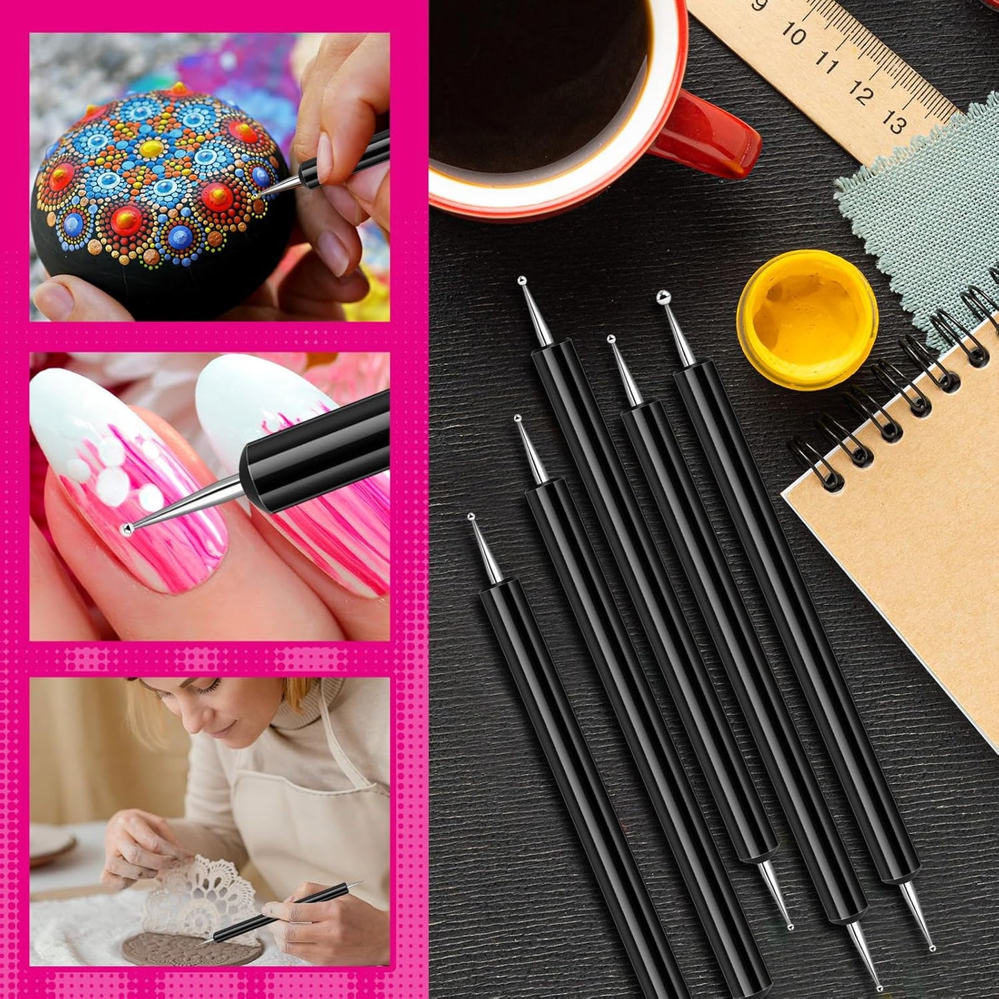 Ashmacdo 30 Pcs Dotting Tools for Painting,Ball Embossing Stylus for Transfer Paper,Tracing Tools for Drawing, Embossing Tools for Paper, Art Dotting Tools for Nail Art