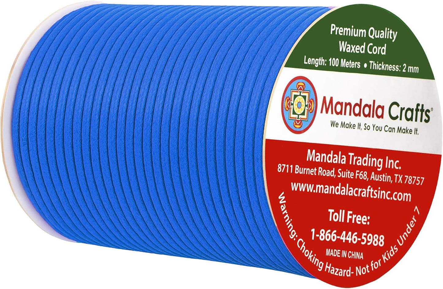 Mandala Crafts 2mm 109 Yards Deep Sky Blue Cotton Waxed Cord for Jewelry Making Bracelet Cord Waxed String - Beading String Thread Jewelry Cords for Necklaces String