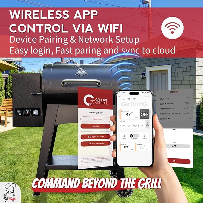 WiFi PID Rectangular Pellet Grill Controller Replacement for Pit Boss 440-1600, Navigator, Sportsman, Mahogany, Competitiion, Pro Series – App-Enabled Thermostat Control Panel
