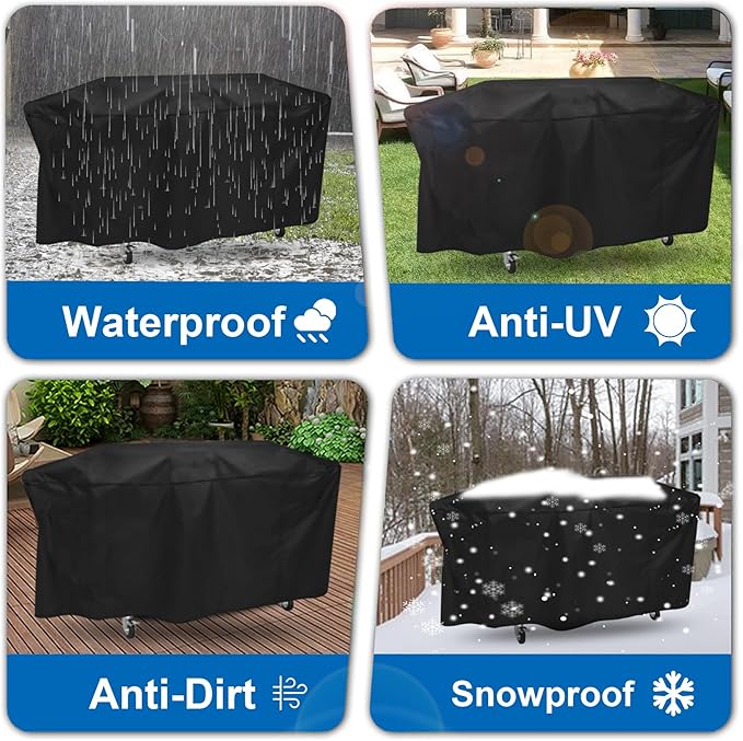 Grill Cover for Blackstone 5 Burner Griddle, for Black Stone Bronco 5-Burner 44 Inch Omnivore Propane Griddle, 600D Heavy Duty Waterproof Flat top Gas Grill BBQ Cover, Black