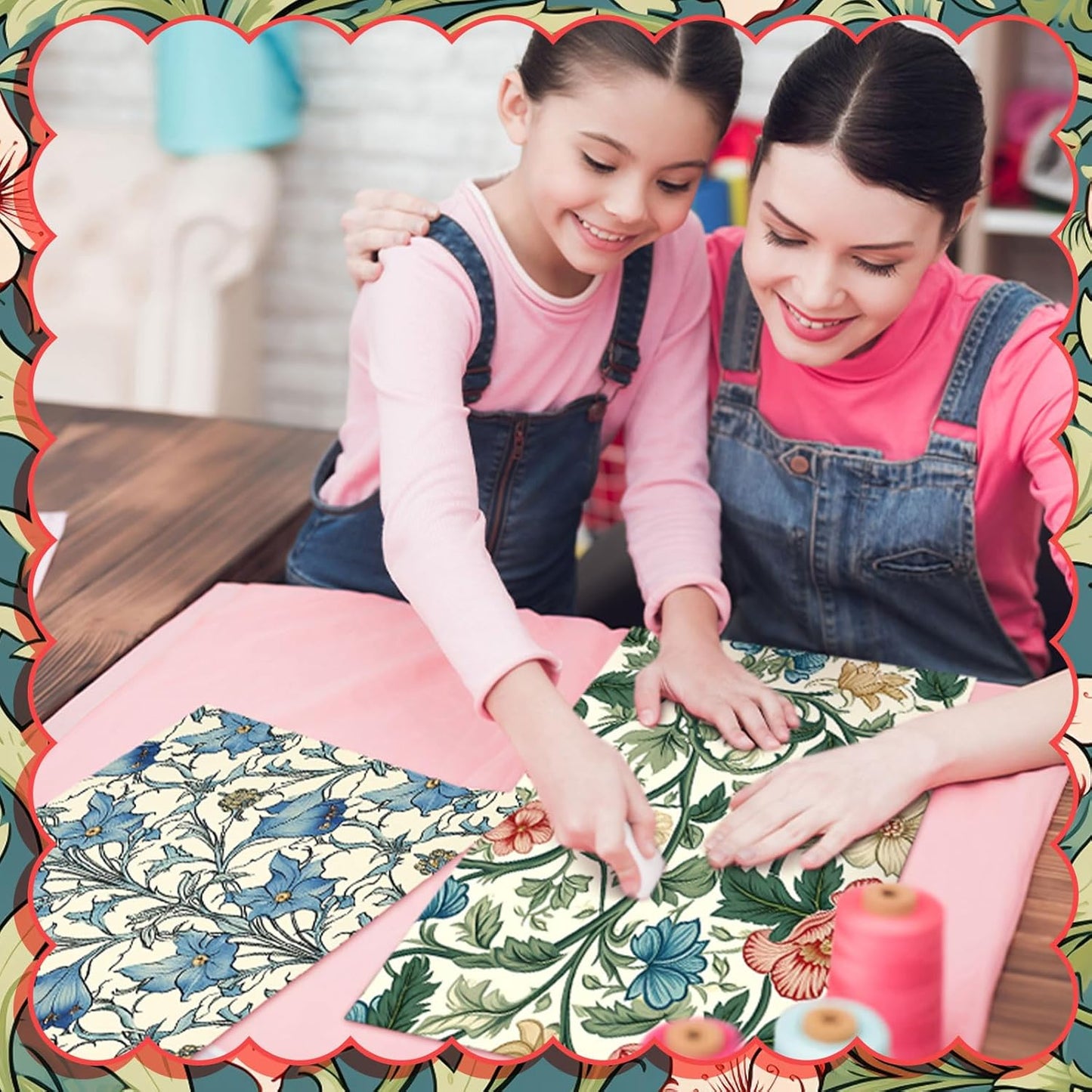 Ganeen 60 Pcs 10 x 10 Inch William Morris Floral Quilting Fabric Squares Vintage Floral Fat Patchwork Precut Strips Retro Multicolor Fabric Bundles for Holiday DIY Craft Sewing Quilt Material Handmade