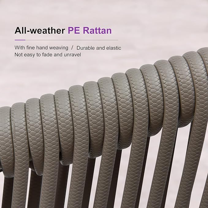 PURPLE LEAF 13 Pieces Outdoor Dining Set Patio Table and Chairs Set Aluminum Rattan Wicker Patio Furniture Set for Lawn Porch Deck Grey with Counter Stools