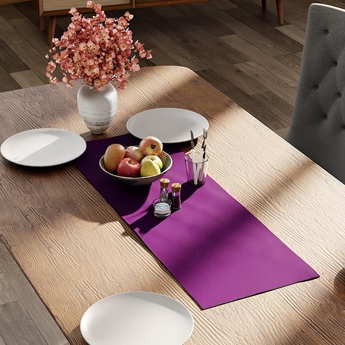 Encasa XO Table Runner 13"x36" Long | Cotton Canvas Fabric | Purple Solid Color | Machine Washable & Durable