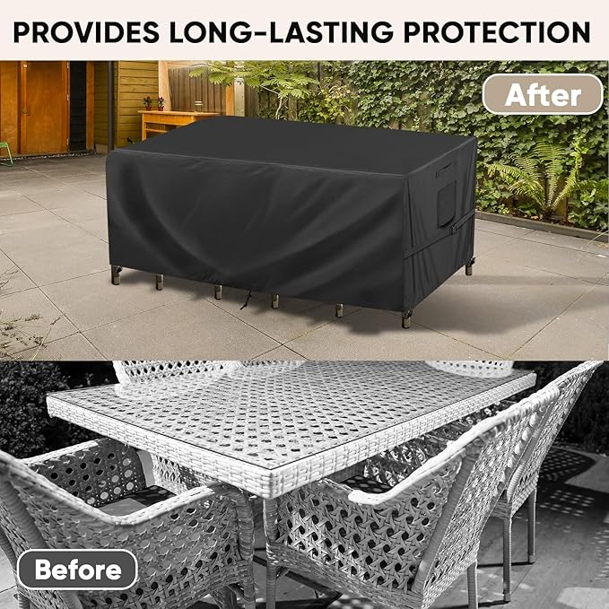 BALEINE Patio Furniture Covers, Outdoor Furniture Covers Waterproof, Heavy Duty Oxford Patio Table Cover for Outdoor Table, Chair, Sofa, Desk (Black 90"L×62"W×28"H)