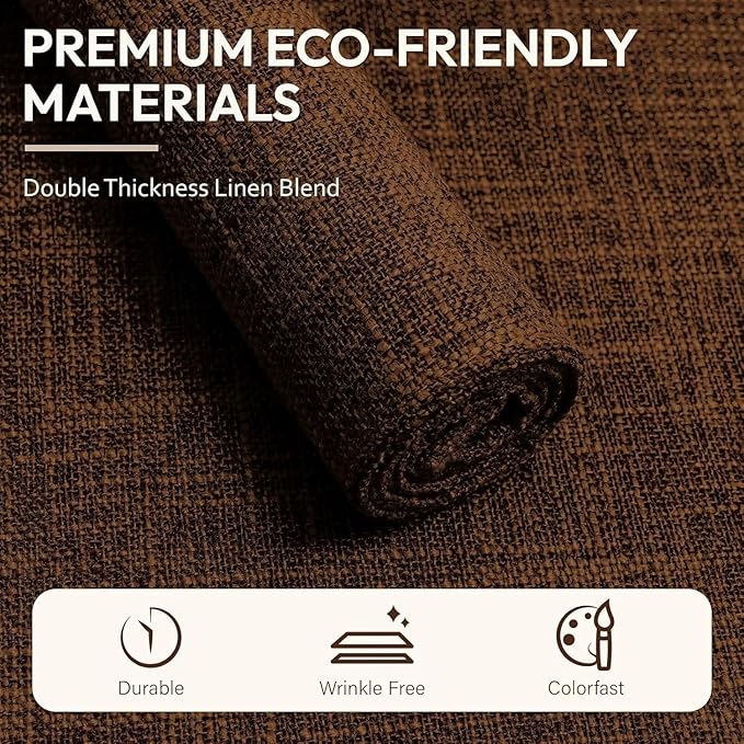 Blue Forest Placemats Set of 8, Dual-Layered Thickened Faux Linen Cloth Place Mats Heat Resistant Machine Washable Wrinkle Free Table Mats Indoor/Outdoor (Brown)