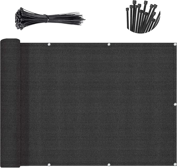 SUNNY GUARD Customized 2'6''x31' Black Balcony Privacy Screen,90% Shade Apartments Fence Cover,Heavy Duty Mesh Windscreen for Deck,Outdoor,Backyard,Patio