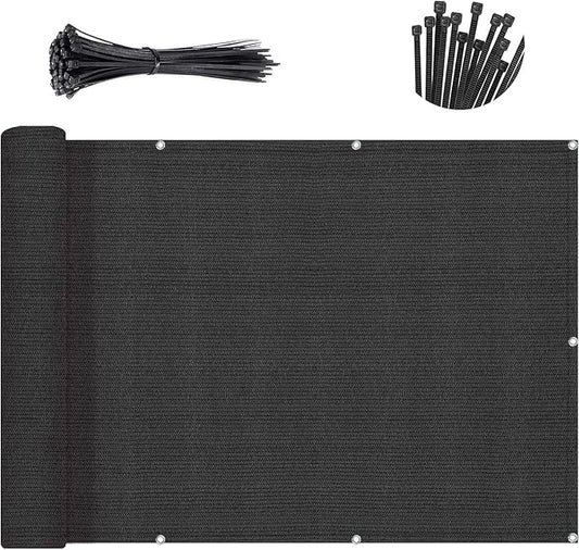 SUNNY GUARD Customized 2'6''x31' Black Balcony Privacy Screen,90% Shade Apartments Fence Cover,Heavy Duty Mesh Windscreen for Deck,Outdoor,Backyard,Patio