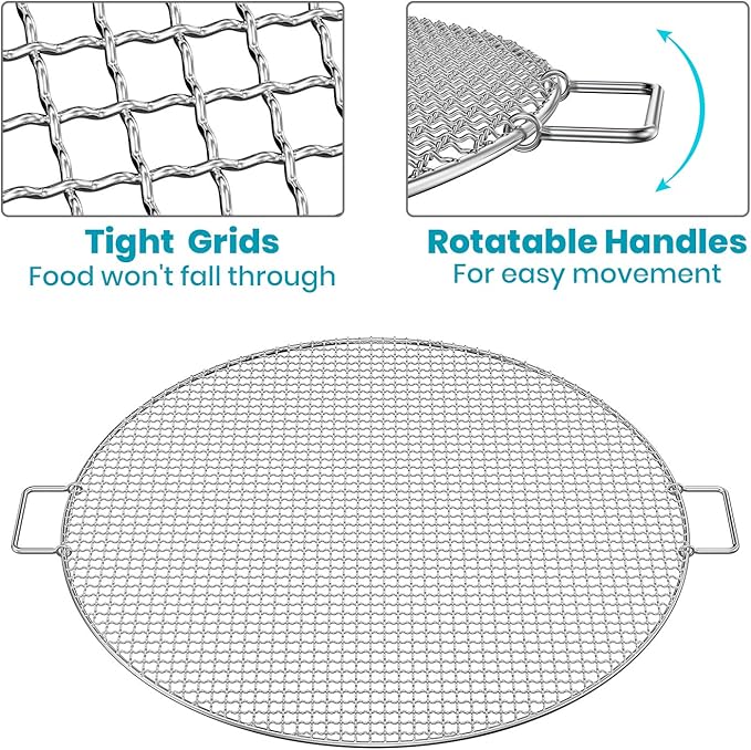 Stanbroil Fire Pit Cooking Grill Grate - Outdoor Round BBQ Campfire Grill Grid - Camping Cookware - Stainless Steel, 24 Inch