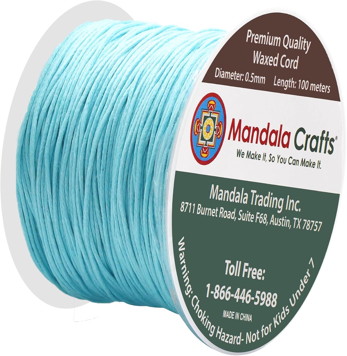 Mandala Crafts 0.5mm 109 Yards Mint Cotton Waxed Cord for Jewelry Making Bracelet Cord Waxed String - Beading String Thread Jewelry Cords for Necklaces String