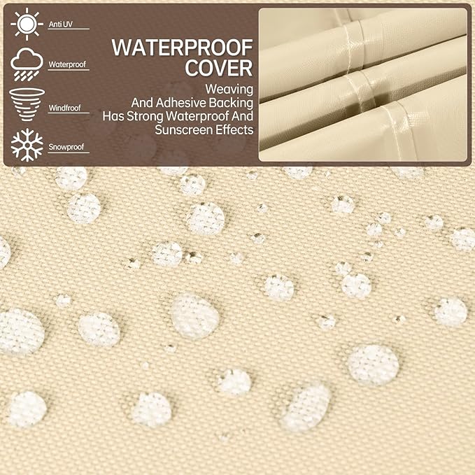Round Patio Furniture Covers, 78" DIA x 28 H Waterproof Outdoor Furniture Cover for Patio Table & Chair Sets, 600D Heavy-duty UV-Resistant Fade-Proof Protection, Beige & Brown