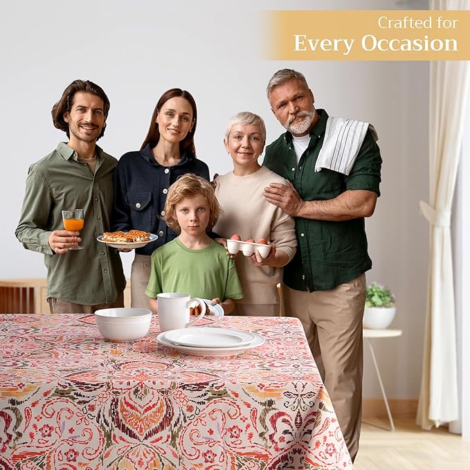 Maison d' Hermine Table Cloth Rectangle Table 100% Cotton 60 x 108 Inches Fall Tablecloth Reusable Everyday Use for Thanksgiving Christmas Decorations Dining Farmhouse Party (Damask)