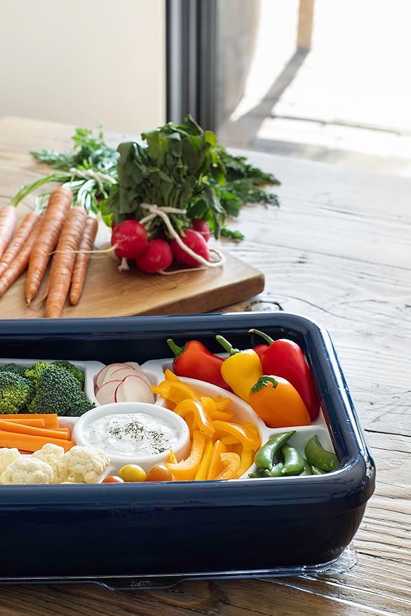 Fancy Panz Charcuterie Veggie Trayz - 9 Raised Compartments - Fits Classic/Premium Fancy Panz Elevated Food Serving Tray - Portable Charcuterie Board with Lid - Made in The USA Hosting Essentials