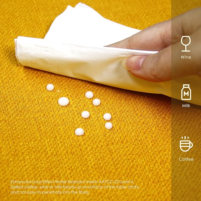 BALCONY & FALCON Rectangle Tablecloth Washable Wrinkle Resistant and Water Proof Table Cloth Decorative Linen Fabric Tablecloths for Dining Parties Kitchen Wedding and Outdoor Use (Golden, 55x70)