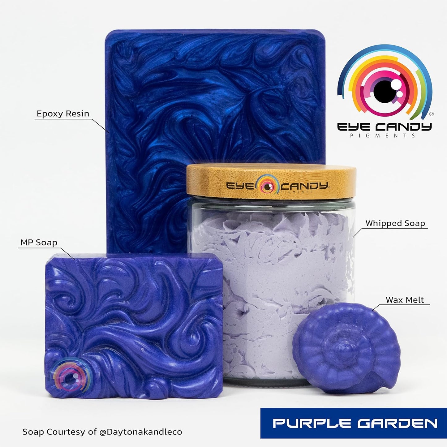 Eye Candy Pigments Premium Purple Mica Powder - Purple Garden (50gr) - for Epoxy, Resin, Soap, Paint, Woodworking, Acrylic Pouring, Bath Bombs, Fishing Lures - DIY Arts and Crafts Additive