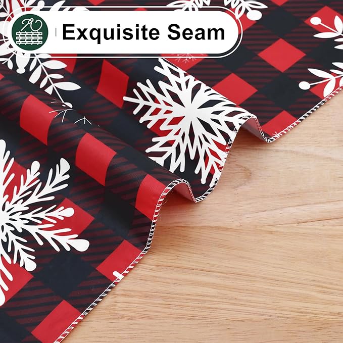 misaya Rectangle Waterproof Vinyl Table Cloth, Wipeable Tablecloth with Flannel Backing, Plastic Table Cover for Dinner, Christmas Party (Red & Black, 60" x 102")