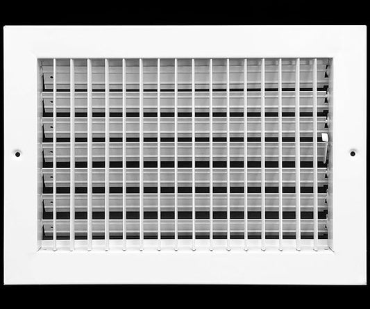 HVAC Premium 12"w X 8"h Adjustable AIR Supply Diffuser - HVAC Vent Cover Sidewall or Ceiling - Grille Register - High Airflow - White [Outer Dimensions: 13.875"w X 10"h]