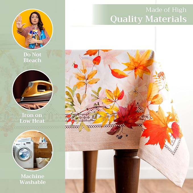Maison d' Hermine Table Cloth Rectangle Table 100% Cotton 60 x 120 Inches Fall Tablecloth Reusable Everyday Use for Thanksgiving Christmas Decorations Dining Farmhouse Party (Amarante)
