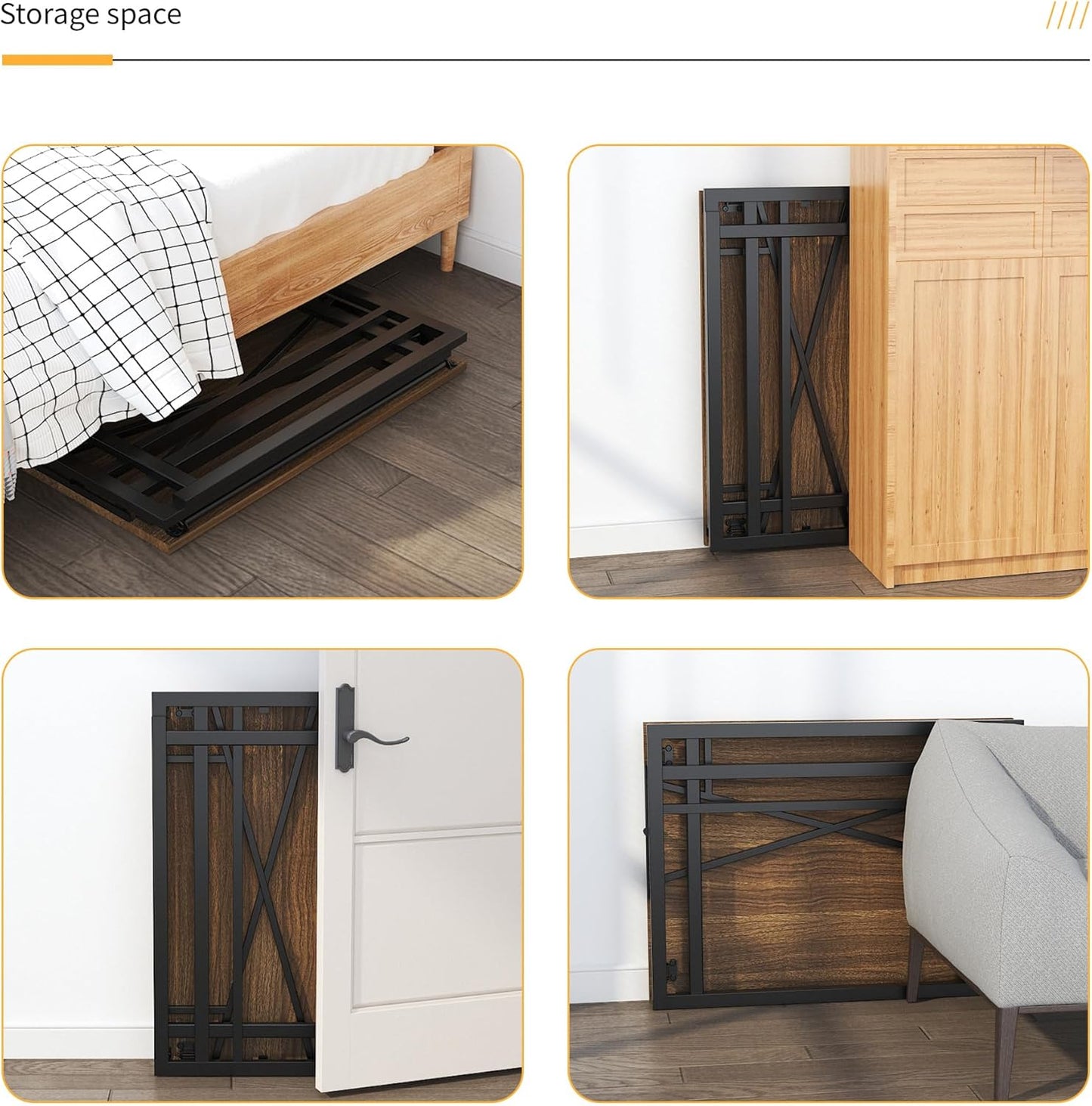 Folding Computer Desk 32 inch Writing Gaming Computer Camping Table, No Assembly Required Home Office Desk, Espresso