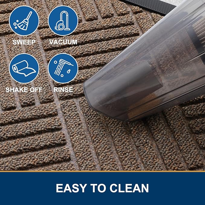 Smiry Front Door Mat Outside Entrance, Heavy Duty Outdoor Indoor Mat, Natural Rubber Doormat, Non Slip, Trap Dirt and Moisture, Easy Clean, Low Profile Patio Porch Entryway Mat, 29.5x17, Mix Brown