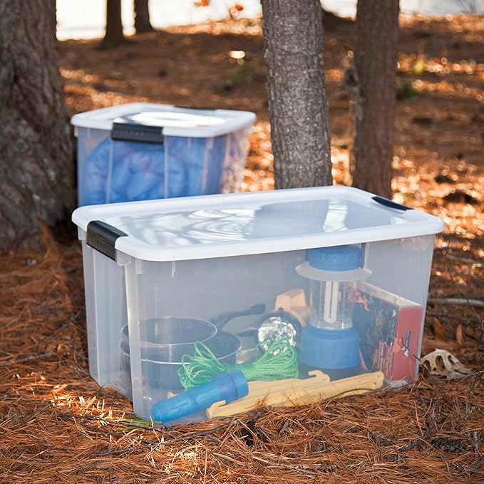 Sterilite 8 Pack Ultra Storage Totes, Lidded Plastic Containers, 116 Qt and 70 Qt, Clear