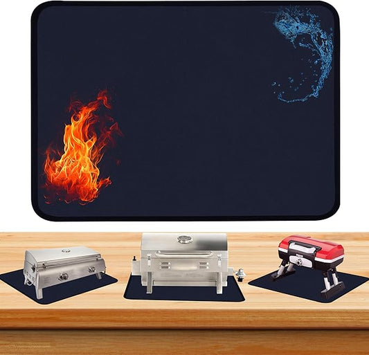 Blue 15x18 Inchs Heat Resistant Mat for Outdoor Grill Table,Fireproof Under Blackstone Griddle BBQ Mat,Air Fryer Mat,Indoor Fireplace Mat, Protect Your Table and Outdoor Grill Table（0.04in Thickness）