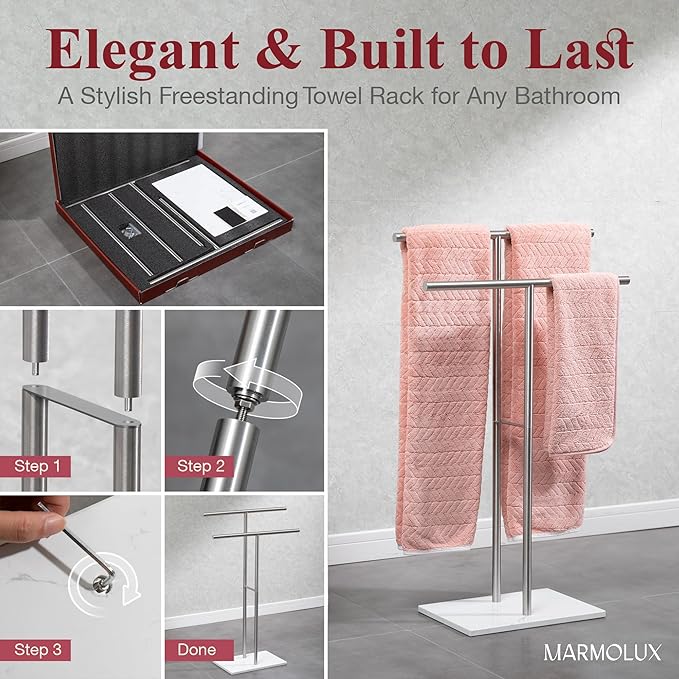 Towel Stand – Freestanding Towel Rack for Bedroom & Bathroom, Heavy-Duty Towel Drying Rack with Sturdy Base, Stylish Modern Free Standing for Spa & Home 1.6'x2.7'x0.7'