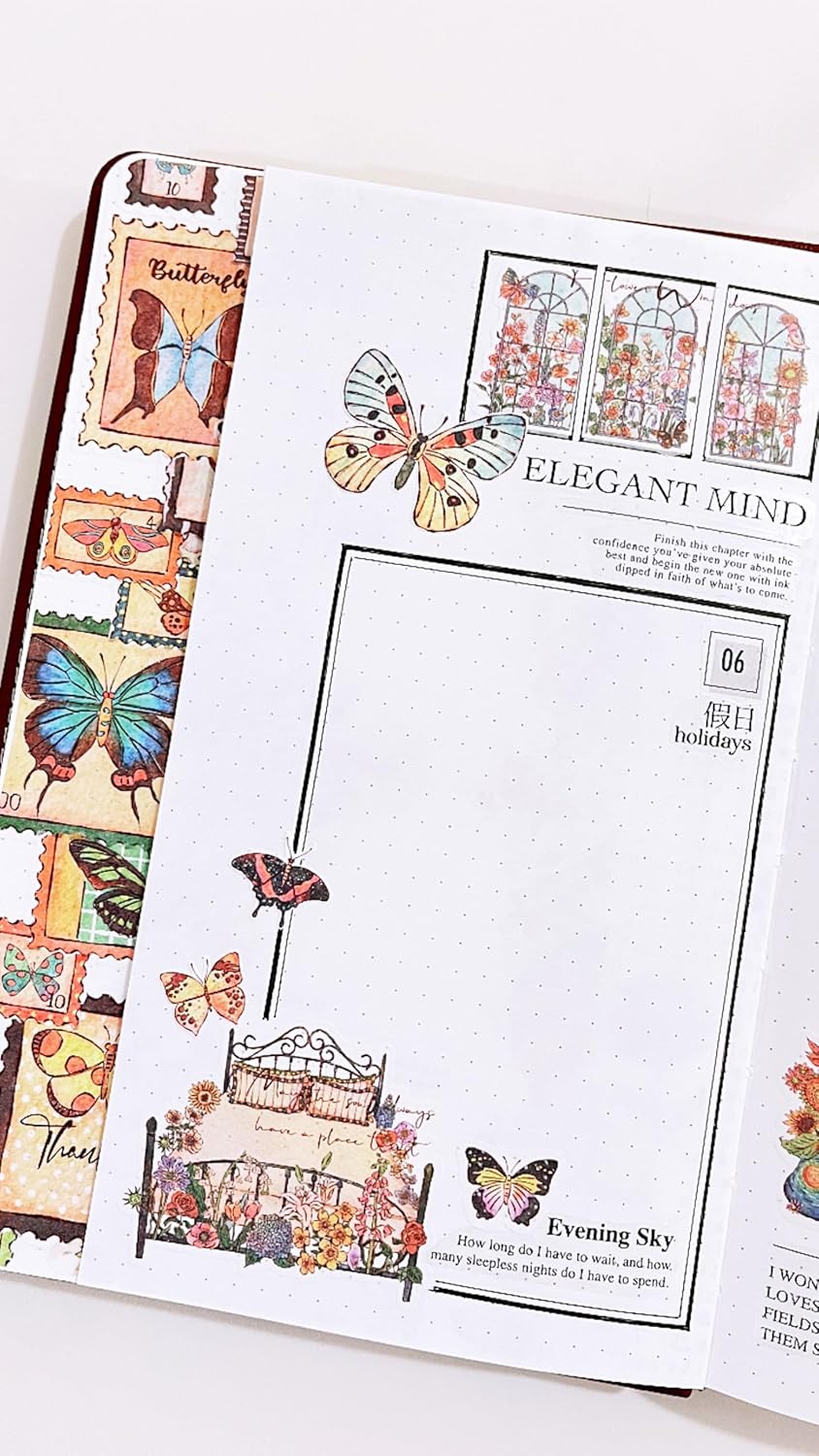 WT Stamped Wings Washi Tape Sticker Set – 3 Rolls Decorative Butterfly & Wing Washi Sticker Tape, Wide Vintage Adhesive Tape for Journaling, Scrapbooking, Planner, DIY Crafts & Wrapping