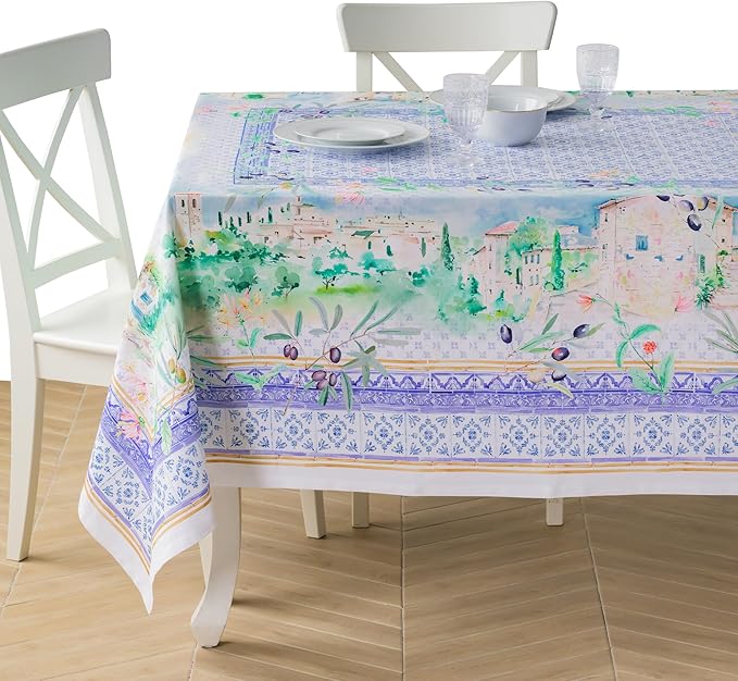 Maison d' Hermine Premium Table Cloth Rectangle Table 100% Combed Cotton 108 x 70 Inches Tablecloth Reusable Decorative for Dining Room, Farmhouse, Home, Party, Festive & Wedding - Luberon