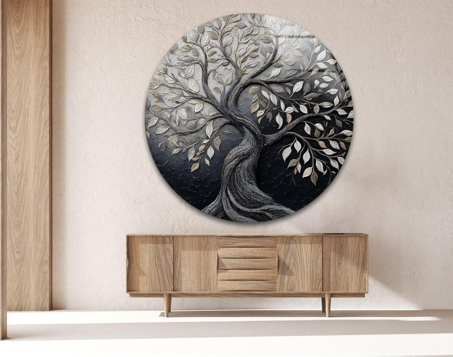 My Photostation.com 20''(50cm) Diameter Twilight Tree of Life Round Glass Wall Art Tempered Glass Printing Wall Decor Large Wall Art Wall Hangings